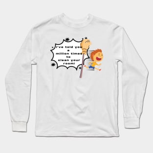 Broom Chasing a Running Kid Long Sleeve T-Shirt